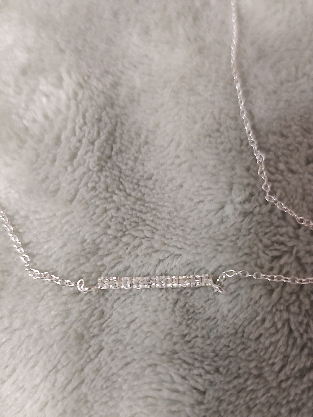 Delicate Sterling Silver Bar Necklace with Clear Crystals - Women Jewelry